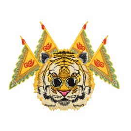 HEYTRCO Tiger Opera Large Iron on Patches, Embroidered Patches for Clothes, Chinese Style Applique for Hats, Jeans, Backpacks, Decor for Power and Aesthetics
