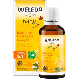 WELEDA Organic Baby Tummy Massage Oil, Natural Cosmetics Massage Oil for Abdominal Pain and Cramps of Babies and Toddlers, Care Oil for Promoting Digestion (1 x 50 ml)