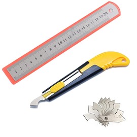 XHBTS 12 Pcs Acrylic Cutter and Replacement Blades Set with mini Box, 1 Pc 8 inch / 20 cm Stainless Steel Ruler, Multi-Use Cutter with Cutting Blade