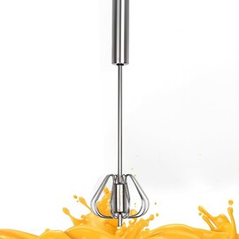 Fourteen Homes Stainless Steel Egg Whisk - Hand Push Rotary Blender & Versatile Milk Frother, 12in - Ideal for Blending, Whisking, Beating, and Stirring