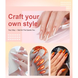 3D Nail Gel Art BISHENGYF - 15g 3D Gel Sculpting Gel with White Orange Chrome Nail Powder for Nail Art Non-Sticky Hand 3D Sculpting for Chrome Powder for Art Home DIY
