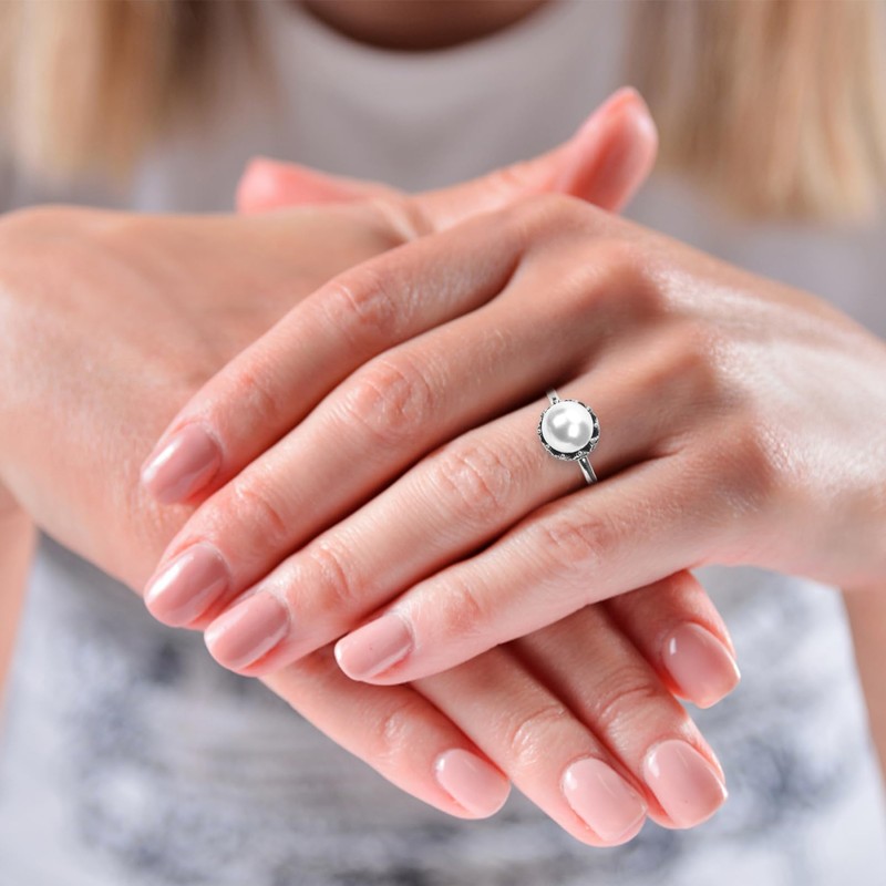 Healeved Pearl Ring for Women Elegant Cocktail Ring with Unique