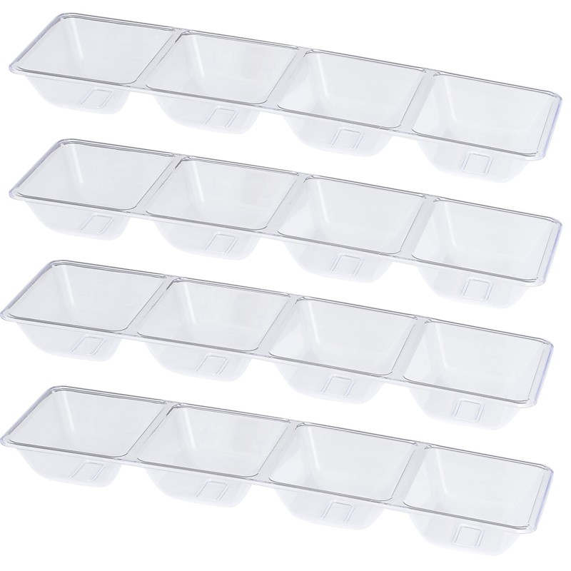 Plasticpro 4 Sectional Rectangle Plastic Disposable Serving Tray/Platter 5 X