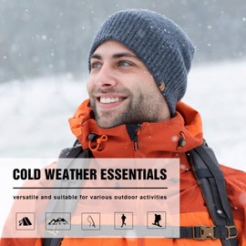 Large Winter 100% Merino Wool Trawler Fisherman Beanie Hat Men Women for Big Heads Warm Fleece Lined Thermal Wooly Hats for Running Golf Cold Weather Red XL XXL