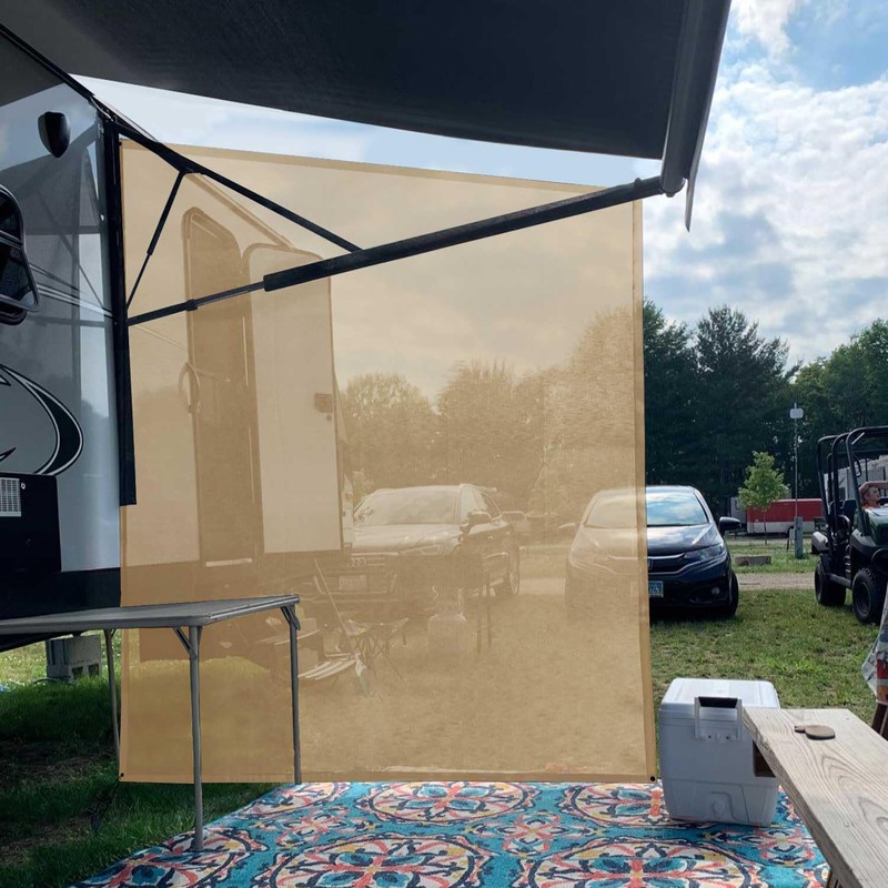 Tentproinc RV Awning Side Shade Screen 9'X7' - Beige Mesh