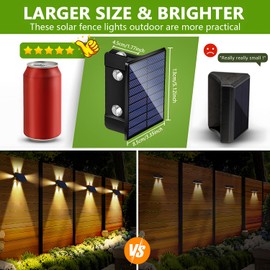 DBF Solar Fence Lights, Fence Lights Solar Powered Outdoor Waterproof IP65, 3 Colors & 4 Direction Lighting Mode, 6 LED Dusk To Dawn Deck Light Decorative For Backyard/Wall/Patio/Porch/Garage (4 Pack)