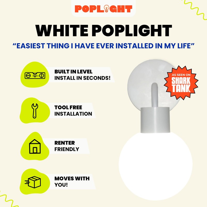 Poplight Wireless Wall Sconce (Shark Tank) Rechargeable & Dimmable LED