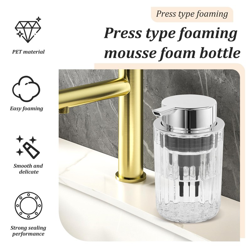 Foaming Soap Dispenser, Foam Hand Soap Dispenser with Silver Pump,