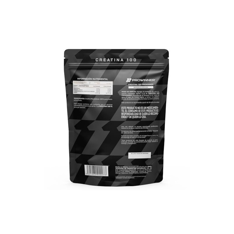 Prowinner Creatina 100 Pura Polvo Suplemento Alimenticio Por Porción Pre