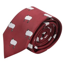 King & Priory Burgundy Red Embroidered Sheep Tie