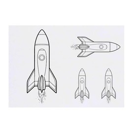 4 x 'Weltraum Rakete' Temporäre Tätowierungen (TO00074446)