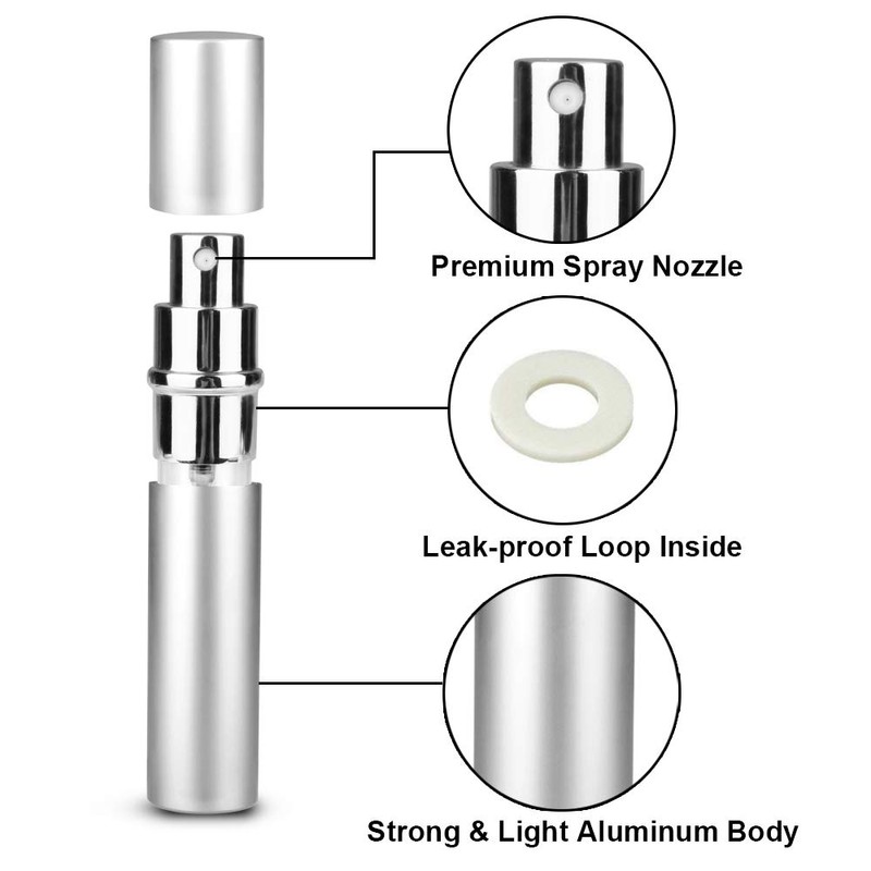 Zingso Refillable Travel Perfume Atomizer Bottles, 3 Pcs 6ml, Mini