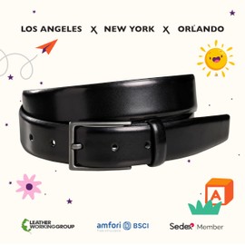 Fenix Orlando Children's Belt for Boys and Girls in Various Colours, Adjustable Leather Belt for Children and Teenagers, Size 55 cm to 75 cm, Nickel-Free Buckle 30 mm Wide, jet black
