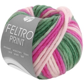LANA GROSSA Feltro Print Felt Yarn for Creative Crafts, High-Quality Wool for Wet and Dry Felting, Hand Knitting Yarn Made of 100% Virgin Wool, 50 g Wool for Knitting and Crocheting, 50 m