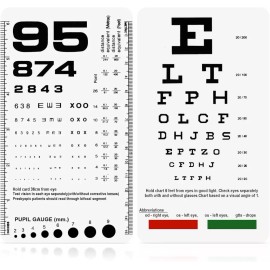 Snellen Rosenbaum 포켓 차트 - 시력 검사용 스넬렌 로젠바움 6.5x3.5인치 휴대용 플라스틱 저시력 카드(1개 중 2개) Pocket Chart - Snellen Rosenbaum 6.5x3.5inch Portable Plastic Low Vision Card (2 of)