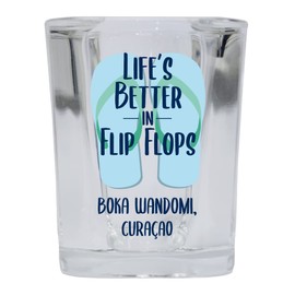 R and R Imports Boka Wandomi Curaçao Beach Souvenir 2 oz Square Base Shot Glass Single