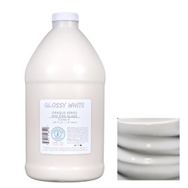 Penguin Pottery - 1/2 Gallon Mid Fire Glossy White Glaze - Cone 5-6 for Mid Fire Clay, High Fire Clay - Ceramic Glaze Pottery (1/2 Gallon | 64 oz | 1.9 L)
