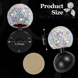 Wuyaoyao Bling Car Push to Start Button Rocker, Joystick Engine Start Stop Button Cover, One-Touch Start Button Cover with Rocker Lever, Crystal Rhinestone Decorative Car Accessories(Colorful)