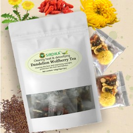 Dandelion Wolfberry Tea Bags,Dandelion Wolfberry Tea Organic Kidneys & Liver Tea Chinese Wolfberry Tea with Seven Herbal Ingredients,Dandelion Golden Chrysanthemum WolfberryTea (1Bag(12pcs))