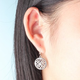 925 Sterling Silver Celtic Knot Round Charm Drop Earrings