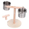 Bird Perch Stand Wooden Parrots Stand with Stainless Steel Feeding