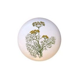 Herbs Spices Kitchen Cook Cooking Bake Baking Decorative Ceramic Dresser Drawer Pulls Cabinet Cupboard Knobs (Fennel)