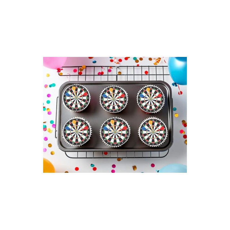 24 x PRE CUT DARTS DARTBOARD ARROWS EDIBLE WAFER CARD