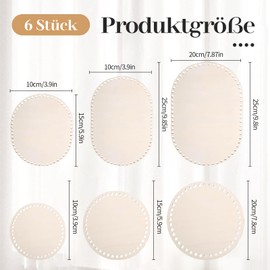 Pack of 6 Basket Base for Crocheting, Wooden Basket Base, DIY Basket Base Set, Natural Wood Basket Base, Oval/Round Wooden Base for Crocheting for DIY Basket Weaving, Supplies Crafts