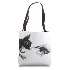 Minimalist Black & White Dog Paw Japanese Chin Tote Bag