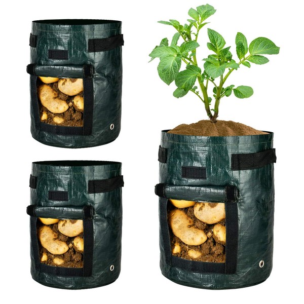 iPower Potato Grow Bags 5 Gallon 3 Pack with Flap,