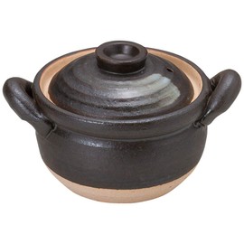 Yamashita Kogei 15034470 Earthenware, 6.3 x 4.9 x 4.1 inches (16 x 12.5 x 10.5 cm) (Body 3.1 inches (7.8 cm), Black Ceramic Brush No. 4 Multi-Use Deep Pot