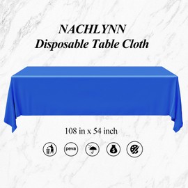 NACHLYNN 6 Pack Disposable Plastic Tablecloths 54 x 108 Inch Dark Blue Rectangle Table Cover for Holiday Party Engagement Weddings Baptism Birthday Decoration