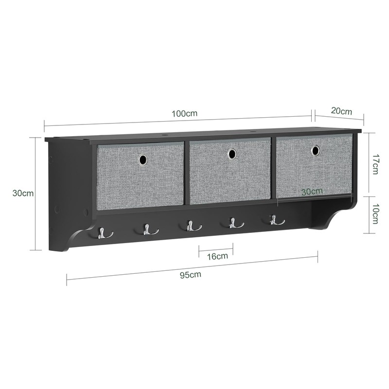 SoBuy Wall Shelf with Hooks, Coat Rack Wall Mount with