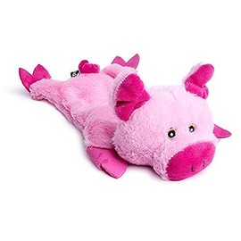 Petface Farmyard Buddies Crinkle Flat Pig Plush Dog Toy, Pink