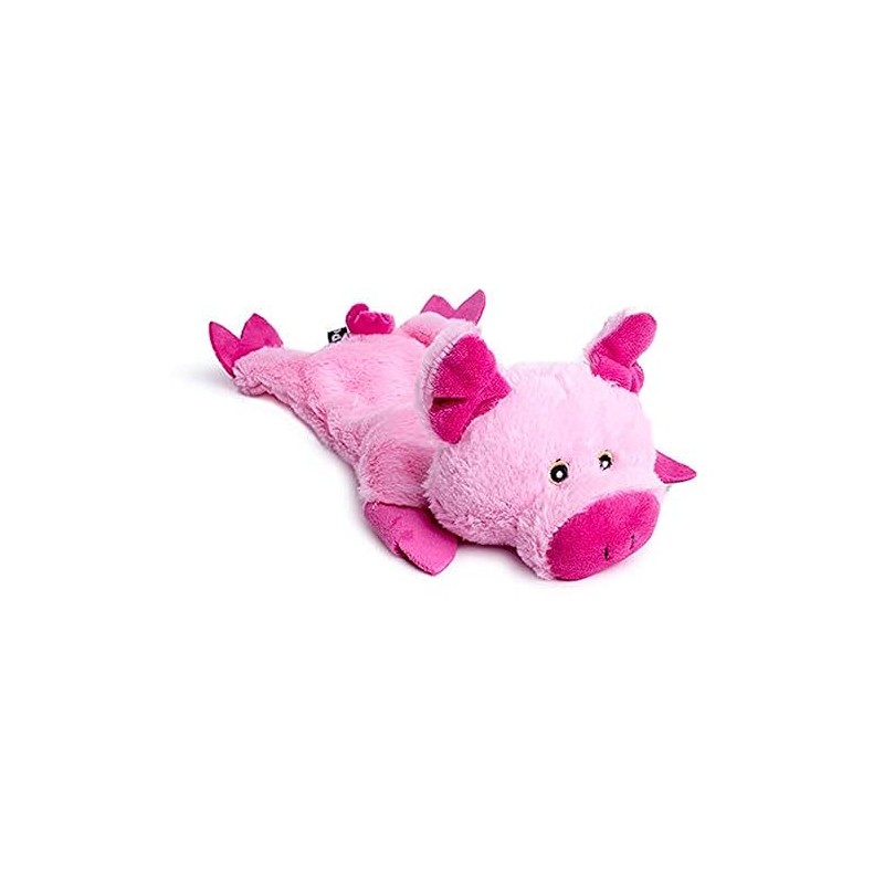 Petface Farmyard Buddies Crinkle Flat Pig Plush Dog Toy, Pink