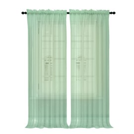 Oakias Green Sheer Curtains 96 Inches Long 2 Panels Set – 54" W x 96" L Window Sheer Curtains – Rod Pocket Voile Curtains for Living Room & Bedroom – Lightweight Sheer Drapes for Indoors & Outdoors