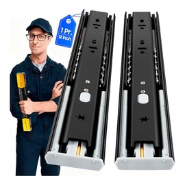 YENUO Soft Close Drawer Slides Full Extension Side Mount 12 14 16 18 20 22 24 inch Ball Bearing Metal Rails Track Guide Glides Runners Heavy Duty 100 Pound (Soft Close- 1 Pr, 12 Inch)