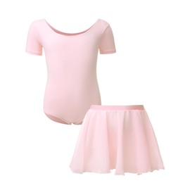 BALAYSIER Gymnastics Leotard for Girls Dance Ballet Leotards Dresses with Chiffon Skirt Toddler Ballet Outfit Ballerina Dress (Pink, 8-9 Years)