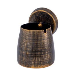Wind Ashtray with Lid, Stainless Steel, Ashtray, Wind and Rainproof for Outdoor and Indoor Use Table Ashtray with Non-Slip Base/Portable Ashtray for Garden and Balcony, Colour Bronze