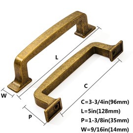 khtumeware 6 Pack 3-3/4 Inch Antique Brass Cabinet Pulls Vintage Drawer Pulls Kitchen Cabinet Hardware Kitchen Handles for Cabinets Cupboard Handles Drawer Handles
