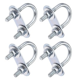 TOP-VIGOR 4 sets M6 Round U-Bolts, 20mm Inner Width 50mm Length Steel U-Bolts with Nut, Plate, Washer for Building Installations Mechanical Parts Connection Cehicles Ships