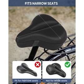 Bike Seat Cushion, Comfortable Bicycle Saddle Cover for Indoor and Outdoor Cycling, Padded Gel Cover for Exercise, Mountain & Road Bikes, Universal Fit for Peloton & Stationary Bikes (Black-L)