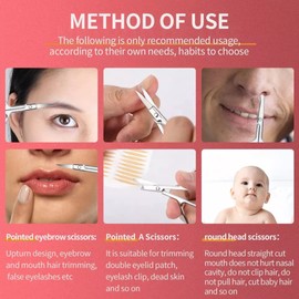 Tijeras de bello facial curvo y redondeado para hombres y mujer - , tijeras para cortar el pelo de la nariz, de la barba, bigote y cuticula (curved grooming scissor 19460)