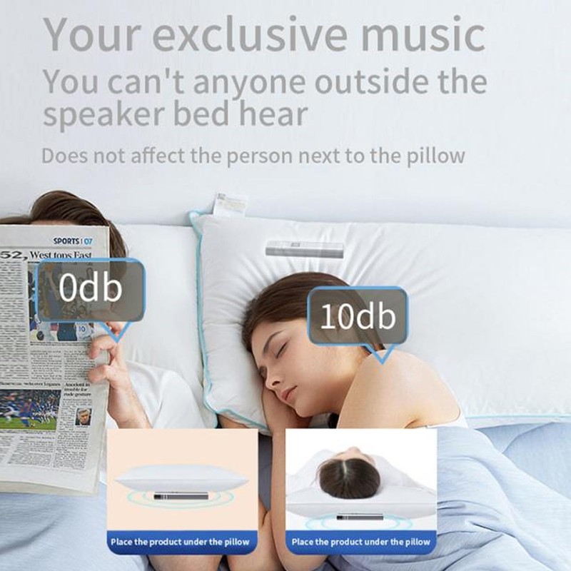 Denash Bone Conduction Bluetooth Pillow Speaker, 15-Hour Sleep Speaker with