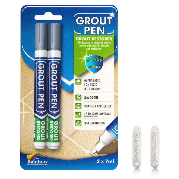 Twin Pack (GREY) Grout Pen - Designed for restoring tile