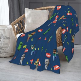 Video Games Blanket for Fans, 60" x 50" High-Definition Print Comfortable Game Characters Throw Blankets for Gamer, Soft & Durable