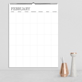TF PUBLISHING Undated 22" x 17" Dry Erase Large Wire-o Hanging Vertical Wall Calendar | 12 Perpetual Big Grids | Open Date Custom Wall Calendar | Durable Dry Erase Pages for Plans and Schedules