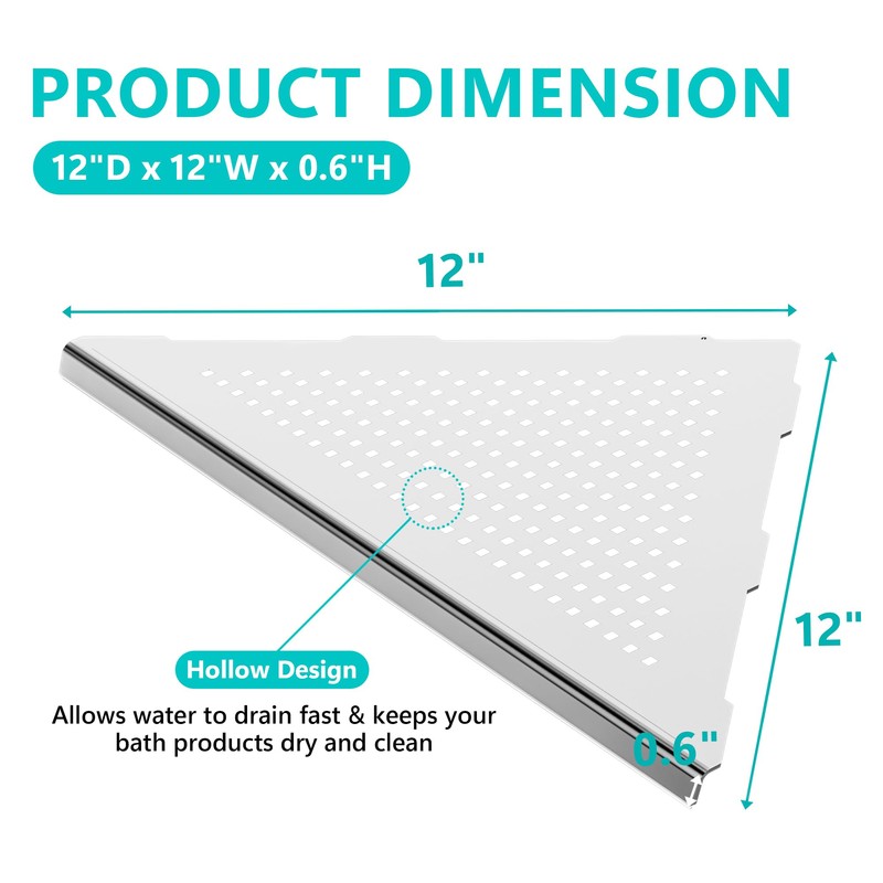Qeke 2 Pack Bathroom Corner Shelf, Recessed 12" Corner Shower