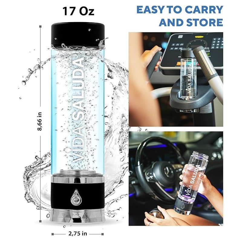 VIDA SALUDA Premium Hydrogen Water Bottle – Portable Hydrogen Water
