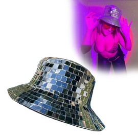 Summer Sun Visor Hat  Bucket Hat Cool Sun Visor Hat Mirror Glass  Ball Hats Outdoor Sun Visor Hat  for DJ Club Stage Bar Party